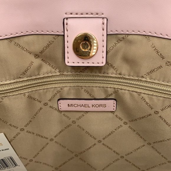 Michael Kors Sienna Large Tote Shoulder Bag Powder Blush Leather Canvas - Picture 8 of 16